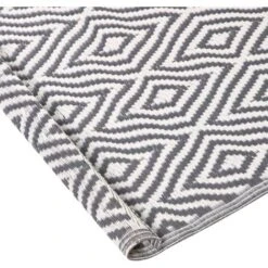 Tapis D'Intérieur Ou D'Extérieur Gris Clair Et Blanc En Polypropylène Motif Géométrique Pour Terrasse Ou Salon Au Style Moderne 120 X 180 Cm Beliani -ATMOSPHERA || VIDAXL || Safavieh Soldes 29381047 5
