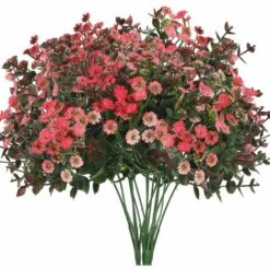 LITZEE 3 Pcs Fleurs Artificielles Marguerites Fleurs Artificielles Eucalyptus Plantes Artificielles Fleurs En Plastique Faux Fleurs Décoration Pour Balcon Jardin Pot Intérieur Vase Décoration