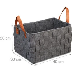 Relaxdays Panier De Rangement Feutre, Pliable, Boîte Pour Rangement Avec Anses, HxlxP 26 X 40 X 30 Cm, Gris Foncé. -ATMOSPHERA || VIDAXL || Safavieh Soldes 31824848 4