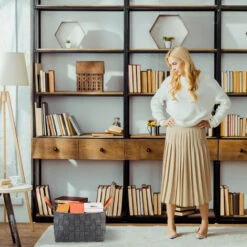 Relaxdays Panier De Rangement Feutre, Pliable, Boîte Pour Rangement Avec Anses, HxlxP 26 X 40 X 30 Cm, Gris Foncé. -ATMOSPHERA || VIDAXL || Safavieh Soldes 31824848 5