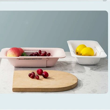 LITZEE Panier De Vidange Pour Cuisine, Support De Séchage D'Évier Pour Stockage Et Lavage Des Vaisselle / Fruits / Légumes (blanc) 4 LITZEE Panier De Vidange Pour Cuisine, Support De Séchage D'Évier Pour Stockage Et Lavage Des Vaisselle / Fruits / Légumes (blanc) – Image 2