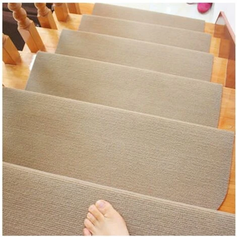 Set De 15 Marchettes D'escalier Tapis D'escalier Auto-adhésif Surface Antidérapante 65 * 21 * 4cm Marron 5 Set De 15 Marchettes D'escalier Tapis D'escalier Auto-adhésif Surface Antidérapante 65 * 21 * 4cm Marron – Image 3