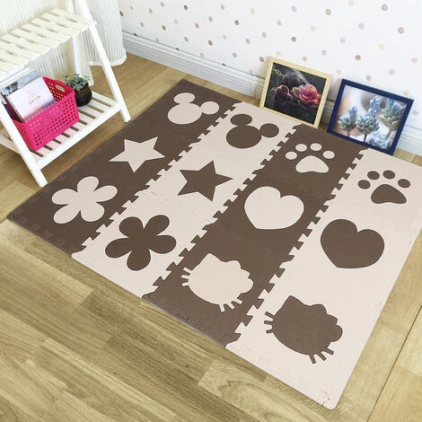 12 Pcs Dalles Mousse Doux Tapis Pour Enfants Bébé Puzzle Tapis En Mousse EVA Activité Tapis De Jeu Carreaux Beige And Marron 7 12 Pcs Dalles Mousse Doux Tapis Pour Enfants Bébé Puzzle Tapis En Mousse EVA Activité Tapis De Jeu Carreaux Beige And Marron – Image 5