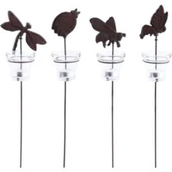 Lot De 4 Chandeliers - Jardin Insectes - L 9 Cm X L 8,5 Cm X H 41,5 Cm - Livraison Gratuite