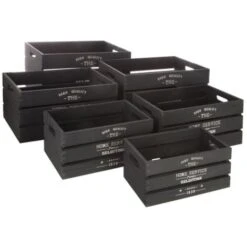 ATMOSPHERA Lot De 6 Caisses Cagettes Facto 40cm Charbon