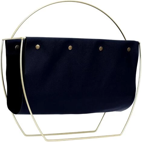 Porte-revues En Métal Doré Et Tissu Noir 3 Porte-revues En Métal Doré Et Tissu Noir