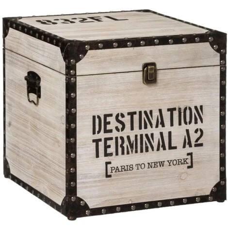 ATMOSPHERA Lot De 3 Malles Carrées Factory 38cm Marron 4 ATMOSPHERA Lot De 3 Malles Carrées Factory 38cm Marron – Image 2