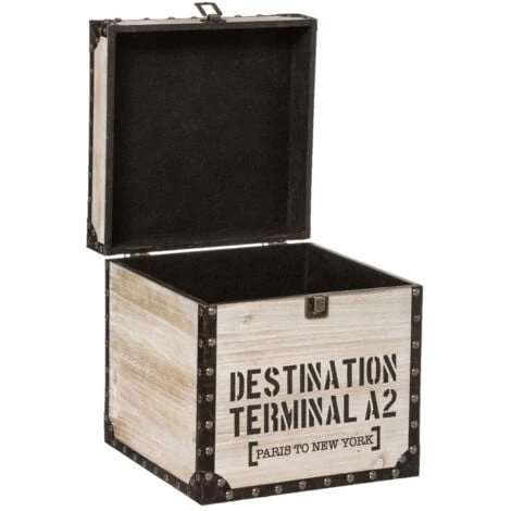 ATMOSPHERA Lot De 3 Malles Carrées Factory 38cm Marron 5 ATMOSPHERA Lot De 3 Malles Carrées Factory 38cm Marron – Image 3