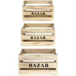 Lot De 3 Cagettes En Bois BAZAR Home Deco Factory
