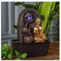 Fontaine Bouddha Bhava - L 15 X L 20 X H 25 Cm - LED - Livraison Gratuite