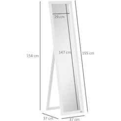 HOMCOM Miroir Sur Pied Et Mural Rectangulaire Dim. 37L X 48l X 152H Cm Blanc -ATMOSPHERA || VIDAXL || Safavieh Soldes 36843088 3