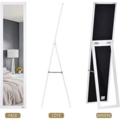 HOMCOM Miroir Sur Pied Et Mural Rectangulaire Dim. 37L X 48l X 152H Cm Blanc -ATMOSPHERA || VIDAXL || Safavieh Soldes 36843088 4