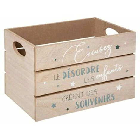 ATMOSPHERA Lot De 2 Cagettes En Bois Enfant 30cm Bleu 4 ATMOSPHERA Lot De 2 Cagettes En Bois Enfant 30cm Bleu – Image 2