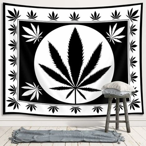 Tenture Murale De Tapisserie De Feuille De Marijuana, Noir Et Blanc Reggae Rasta Tie Dye Leaf Premium Home Art Wall Decor, Tapisseries De Mise à Niveau Pour Chambre à Coucher Salon Collège Dortoir 60X 4 Tenture Murale De Tapisserie De Feuille De Marijuana, Noir Et Blanc Reggae Rasta Tie Dye Leaf Premium Home Art Wall Decor, Tapisseries De Mise à Niveau Pour Chambre à Coucher Salon Collège Dortoir 60X – Image 2