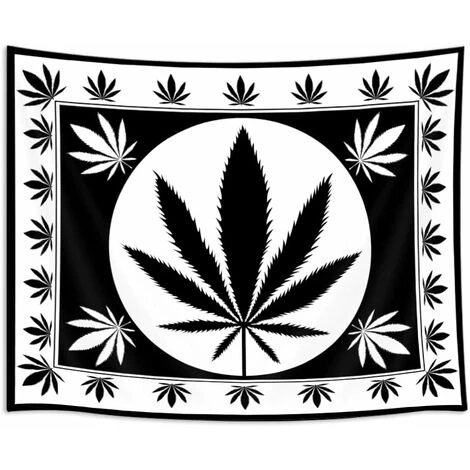 Tenture Murale De Tapisserie De Feuille De Marijuana, Noir Et Blanc Reggae Rasta Tie Dye Leaf Premium Home Art Wall Decor, Tapisseries De Mise à Niveau Pour Chambre à Coucher Salon Collège Dortoir 60X 5 Tenture Murale De Tapisserie De Feuille De Marijuana, Noir Et Blanc Reggae Rasta Tie Dye Leaf Premium Home Art Wall Decor, Tapisseries De Mise à Niveau Pour Chambre à Coucher Salon Collège Dortoir 60X – Image 3