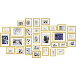 Bomoe Set De 30 Cadres Photos Emotion Pour Décoration Murale Pour Chambre Salon Bureau Maison Or