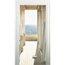 Kueatily 2 Pcs 3D Sticker De Porte Trompe L'Oeil Effect Auto-Adhésif Amovible Autocollant Pour Décor Cuisine Chambre Salle De Bain Mur