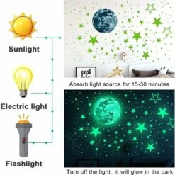 Stickers Étoiles Et Lune, Lumineuses Stickers Étoiles, Phosphorescentes Stickers Muraux, Glow In The Dark Stickers Muraux Pour Enfants Et Décoration Pour Chambre à Coucher -ATMOSPHERA || VIDAXL || Safavieh Soldes 37994699 3