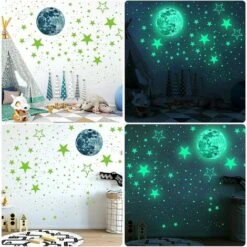 Stickers Étoiles Et Lune, Lumineuses Stickers Étoiles, Phosphorescentes Stickers Muraux, Glow In The Dark Stickers Muraux Pour Enfants Et Décoration Pour Chambre à Coucher -ATMOSPHERA || VIDAXL || Safavieh Soldes 37994699 4