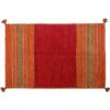 Doge Milano Tapis Moderne Kansas, Style Kilim, 100% Coton, Rouge, 170x120cm