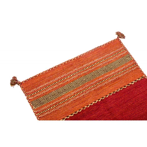 Doge Milano Tapis Moderne Kansas, Style Kilim, 100% Coton, Rouge, 170x120cm 4 Doge Milano Tapis Moderne Kansas, Style Kilim, 100% Coton, Rouge, 170x120cm – Image 2