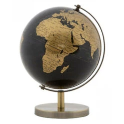 Dmora Globe Décoratif, En Matière Plastique, Avec Base En Métal, Couleur Noire, Dimensions 13 X 17 X 13 Cm, Avec Emballage Renforcé