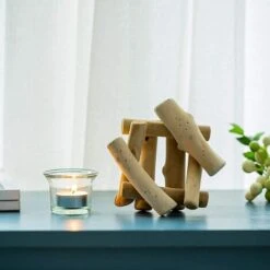 Bougeoir En Bois Naturel En Bois Flotté Avec Support Pour Bougie Et Tasse En Verre,Côtier De Pays Rustique Pour La Décoration De La Maison Fête De Mariage Rustique Anniversaire Decoration -ATMOSPHERA || VIDAXL || Safavieh Soldes 39294629 4