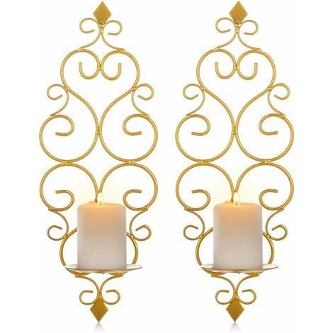 Lot De 2 Bougeoirs Photophore Chandelier Porte Bougie Mural Murale Muraux En Métal, Bougeoir Pour Mur Chambre Salle De Bains Salon Decoration, Or 3 Lot De 2 Bougeoirs Photophore Chandelier Porte Bougie Mural Murale Muraux En Métal, Bougeoir Pour Mur Chambre Salle De Bains Salon Decoration, Or