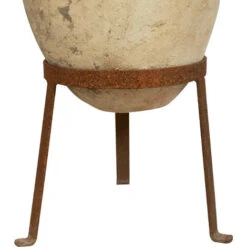 Ancienne Amphore Avec Anses En Terre Cuite Et Base De Vase En Fer -ATMOSPHERA || VIDAXL || Safavieh Soldes 39503119 4
