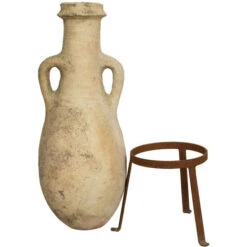 Ancienne Amphore Avec Anses En Terre Cuite Et Base De Vase En Fer -ATMOSPHERA || VIDAXL || Safavieh Soldes 39503119 5