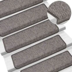 Tapis D'escalier Autocollants 15 Pcs 65x25 Cm Gris Et Beige VidaXL -ATMOSPHERA || VIDAXL || Safavieh Soldes 39511790 2