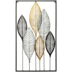 ATMOSPHERA Déco Murale En Métal Feuilles - 37 X 65 Cm - Multicouleur