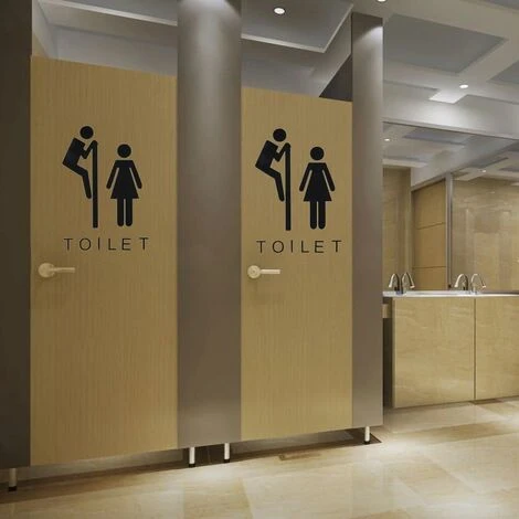 Autocollants Muraux De Toilette Imperméables Amovible Siège De Toilette Porte De Salle De Bains WC Sign Etanche Stickers Muraux (C) 4 Autocollants Muraux De Toilette Imperméables Amovible Siège De Toilette Porte De Salle De Bains WC Sign Etanche Stickers Muraux (C) – Image 2