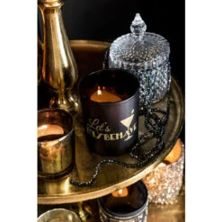 Photophore Verre Noir Mat Imprimé Doré Ysarg -ATMOSPHERA || VIDAXL || Safavieh Soldes 40639840 4