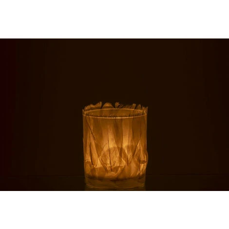 Photophore Verre Et Plumes Ivoire Ysarg 8 Cm 5 Photophore Verre Et Plumes Ivoire Ysarg 8 Cm – Image 3