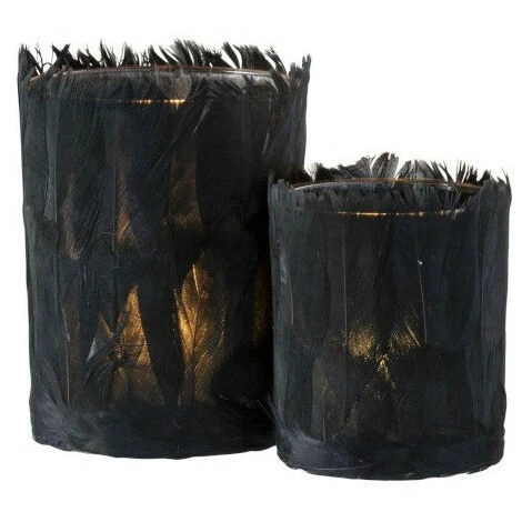 Photophore Verre Et Plumes Noires Ysarg 7 Photophore Verre Et Plumes Noires Ysarg – Image 5