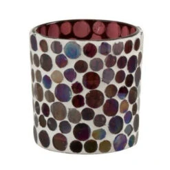 Photophore Verre à Mosaïques Rouge Et Blanc Winno