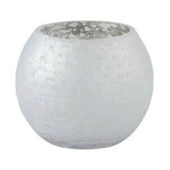 Photophore Verre Craquelé Argenté Mat Licia D 12 Cm
