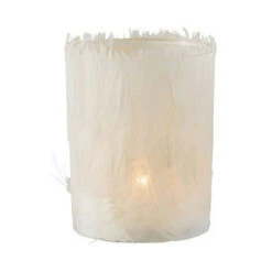 Photophore Verre Et Plumes Ivoire Ysarg