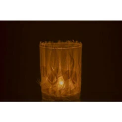 Photophore Verre Et Plumes Ivoire Ysarg -ATMOSPHERA || VIDAXL || Safavieh Soldes 40774742 4