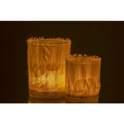 Photophore Verre Et Plumes Ivoire Ysarg -ATMOSPHERA || VIDAXL || Safavieh Soldes 40774742 5