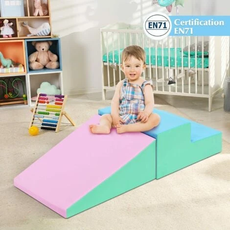 COSTWAY Module En Mousse Pour Tout-Petits Antidérapant Modules De Motricité Jeu Educatif 2 Pièces Idéal Pour Grimper Glisser Ramper Rose 3 COSTWAY Module En Mousse Pour Tout-Petits Antidérapant Modules De Motricité Jeu Educatif 2 Pièces Idéal Pour Grimper Glisser Ramper Rose