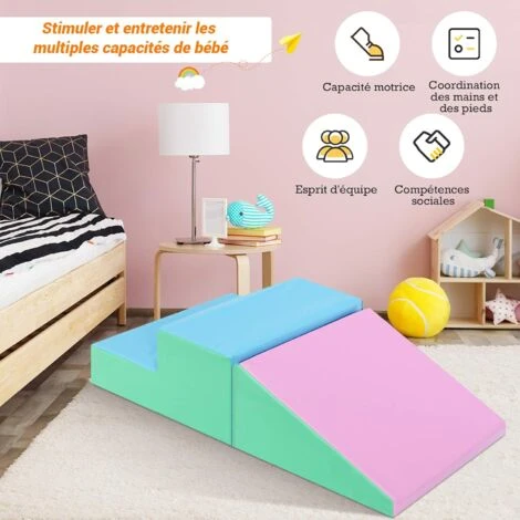 COSTWAY Module En Mousse Pour Tout-Petits Antidérapant Modules De Motricité Jeu Educatif 2 Pièces Idéal Pour Grimper Glisser Ramper Rose 6 COSTWAY Module En Mousse Pour Tout-Petits Antidérapant Modules De Motricité Jeu Educatif 2 Pièces Idéal Pour Grimper Glisser Ramper Rose – Image 4