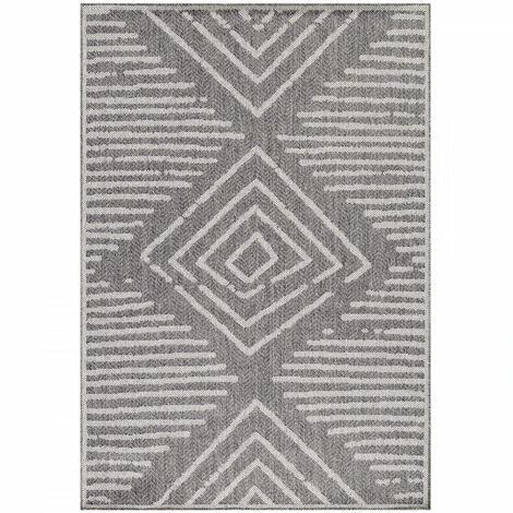 Tapis Extérieur Et Intérieur Terrasse Balcon Tissé Plat - BERBER Gris Et Crème (60x100cm) 3 Tapis Extérieur Et Intérieur Terrasse Balcon Tissé Plat - BERBER Gris Et Crème (60x100cm)