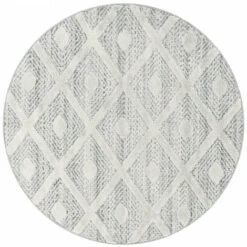 Tapis Rond En Relief Berbère MELIA Crème (80x80cm)