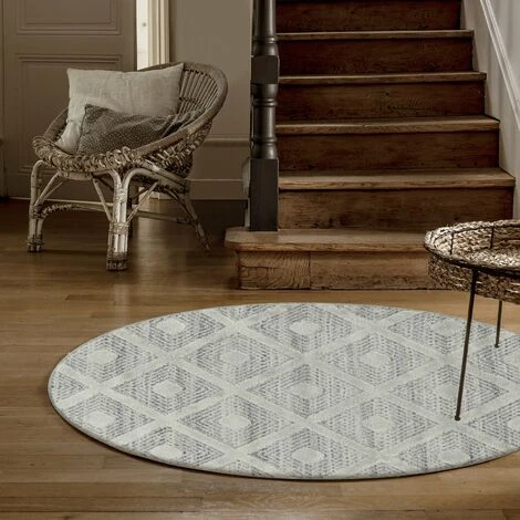 Tapis Rond En Relief Berbère MELIA Crème (80x80cm) 4 Tapis Rond En Relief Berbère MELIA Crème (80x80cm) – Image 2