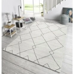 Tapis Berbère Laineux Motifs Ethnique TIZI Crème Et Anthracite (80x150cm) -ATMOSPHERA || VIDAXL || Safavieh Soldes 42195805 2