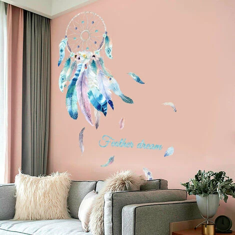 Stickers Muraux Attrape Rêves Autocollant Mural Plume Fleur Décoration Murale Salon Chambre Bébé Fille Pépinière Enfant GrooFoo (81×59cm) 4 Stickers Muraux Attrape Rêves Autocollant Mural Plume Fleur Décoration Murale Salon Chambre Bébé Fille Pépinière Enfant GrooFoo (81×59cm) – Image 2