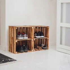 GrandBox Caisse En Bois Flammé 50x40x30 Avec étagère Vintage Retro:Lot De 1 -ATMOSPHERA || VIDAXL || Safavieh Soldes 44167492 5