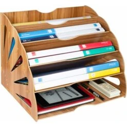 Organisateur De Fichiers, Trieur En Bois Classement Papier Bureau Rangement Pour Papier A4, Magazine Et Document(34 X 28 X 28cm)
